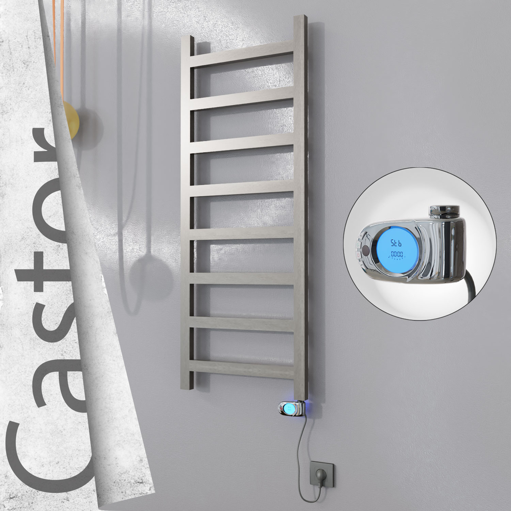 Castor Sèche-serviettes Électrique en Inox 500x1300 Poli Satiné (Musa Thermostat) 300W - 1