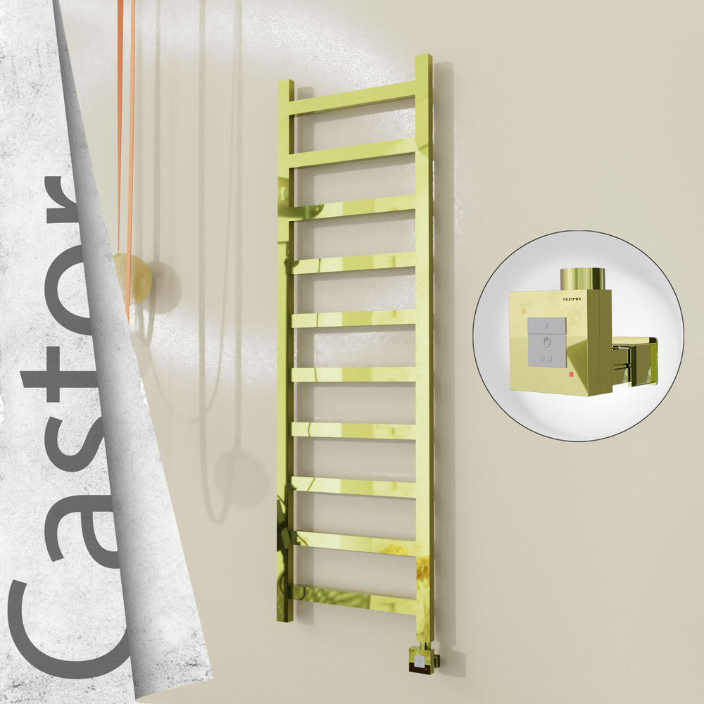 Castor Sèche-serviettes Électrique en Inox 500x1620 Doré (KTX1 Thermostat) 300W - 1