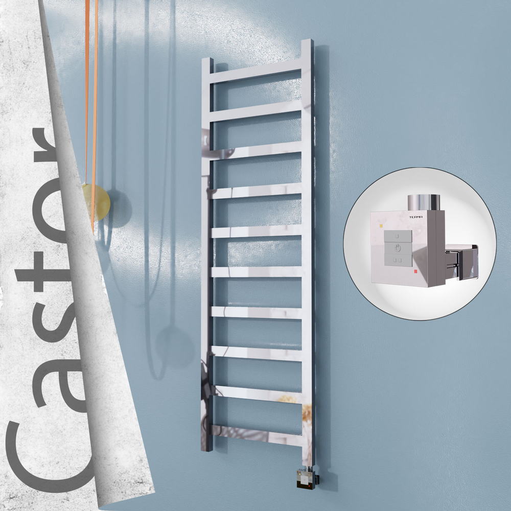 Castor Sèche-serviettes Électrique en Inox 500x1620 Poli Miroir (KTX1 Thermostat) 300W - 1