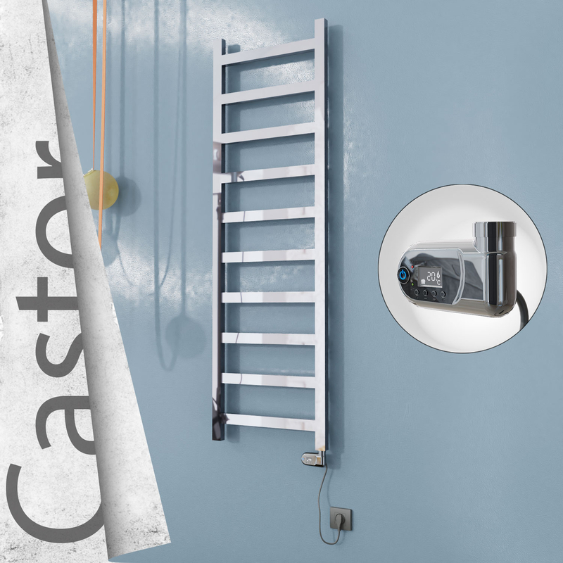 Castor Sèche-serviettes Électrique en Inox 500x1620 Poli Miroir (Thesis Thermostat) 300W 
