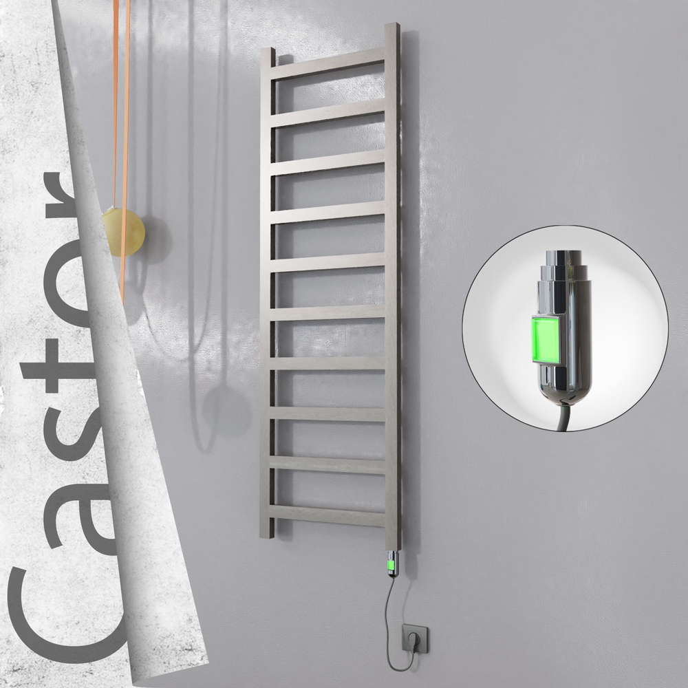 Castor Sèche-serviettes Électrique en Inox 500x1620 Poli Satiné (Interrupteur Marche/Arrêt) 300W - 1