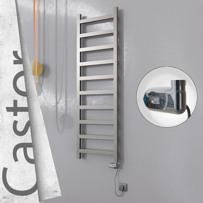 Castor Sèche-serviettes Électrique en Inox 500x1620 Poli Satiné (Thesis Thermostat) 300W 