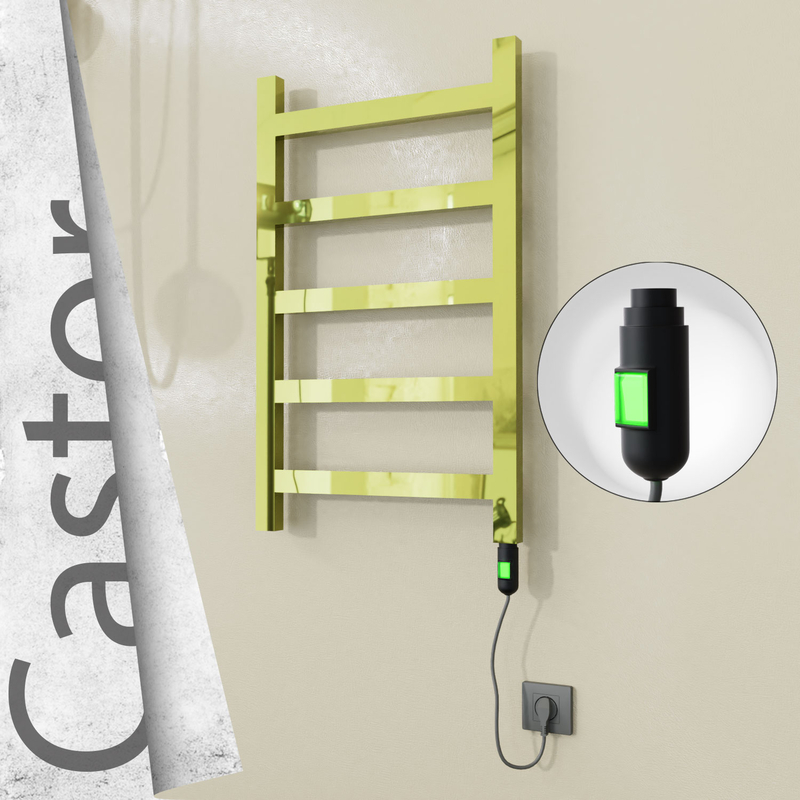 Castor Sèche-serviettes Électrique en Inox 500x820 Doré (Interrupteur Marche/Arrêt) 200W 