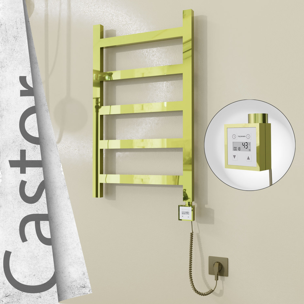 Castor Sèche-serviettes Électrique en Inox 500x820 Doré (KTX3 Thermostat) 200W Câble Spiralé - 1