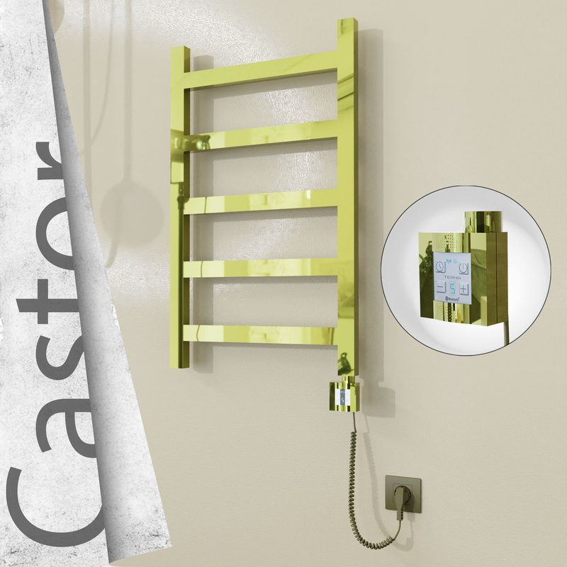 Castor Sèche-serviettes Électrique en Inox 500x820 Doré (KTX4 Thermostat) 200W Câble Spiralé 