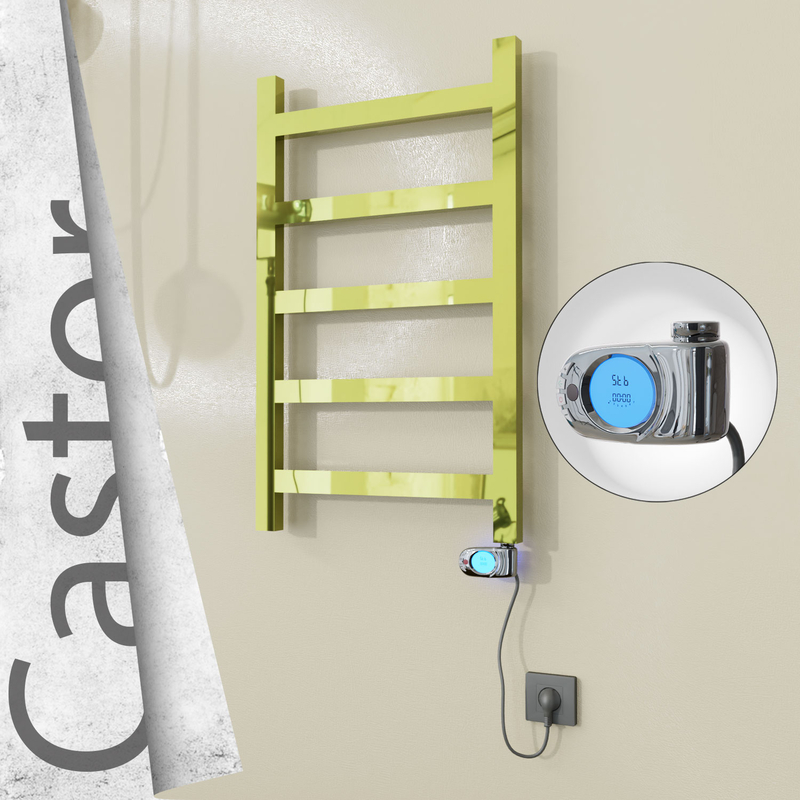 Castor Sèche-serviettes Électrique en Inox 500x820 Doré (Musa Thermostat) 200W 
