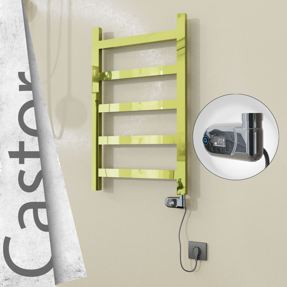 Castor Sèche-serviettes Électrique en Inox 500x820 Doré (Thesis Thermostat) 200W - 1