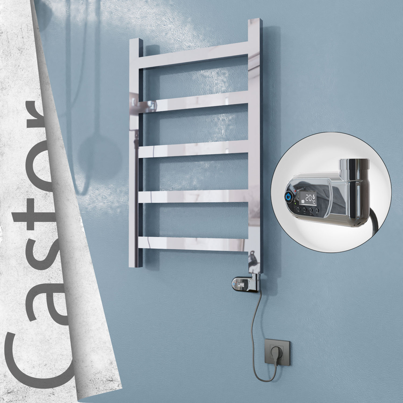 Castor Sèche-serviettes Électrique en Inox 500x820 Poli Miroir (Thesis Thermostat) 200W 