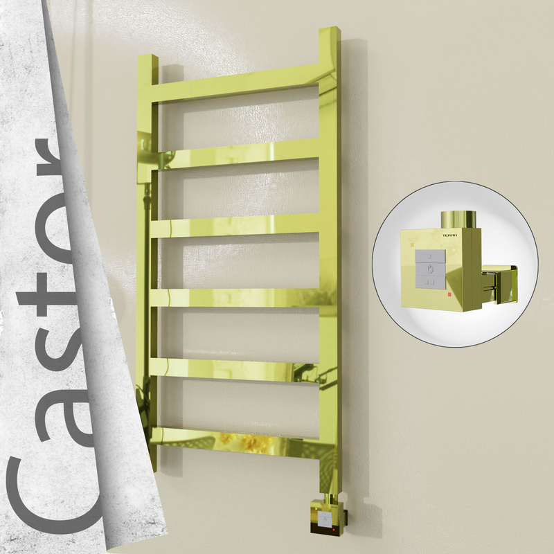 Castor Sèche-serviettes Électrique en Inox 500x980 Doré (KTX1 Thermostat) 300W 