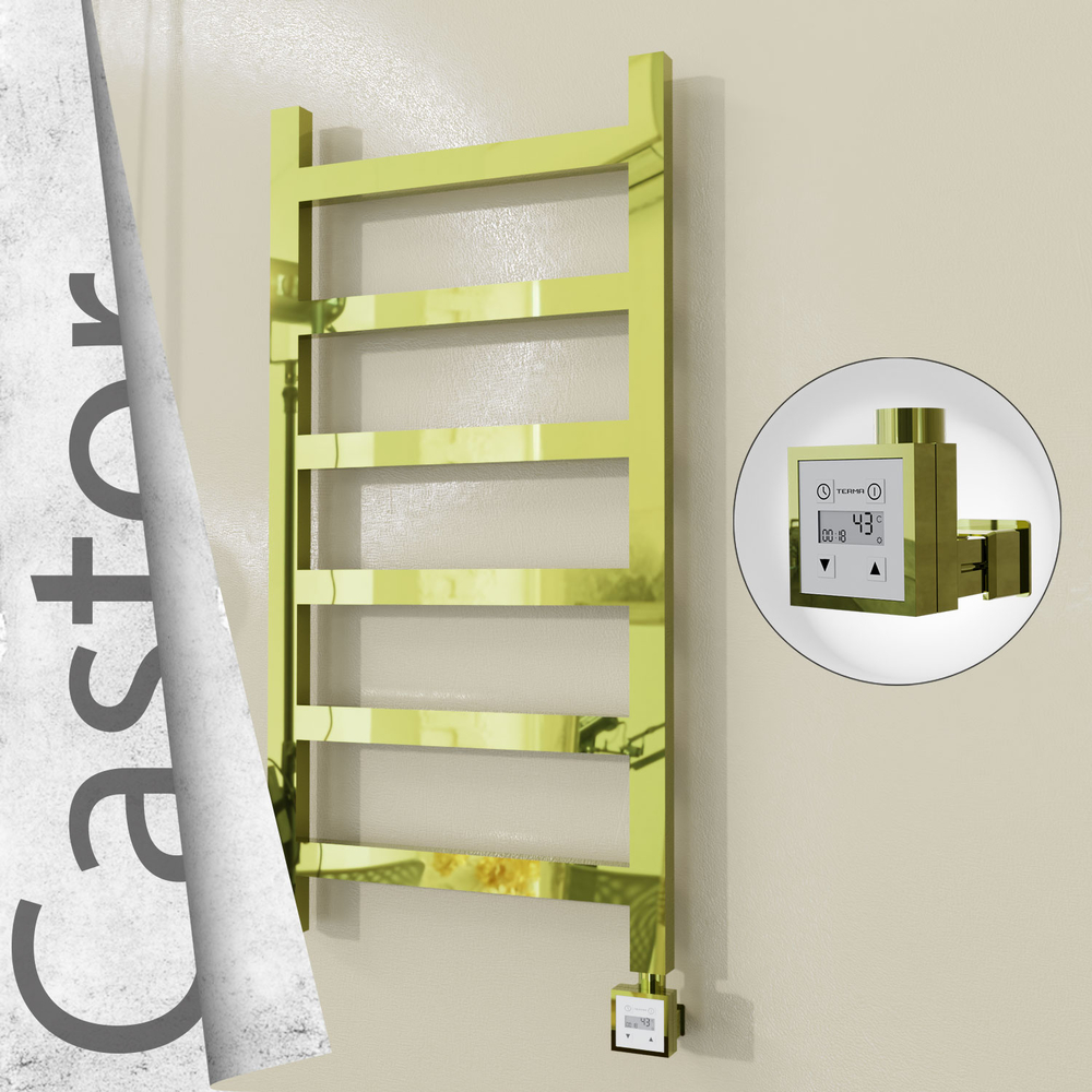 Castor Sèche-serviettes Électrique en Inox 500x980 Doré (KTX3 Thermostat) 300W - 1