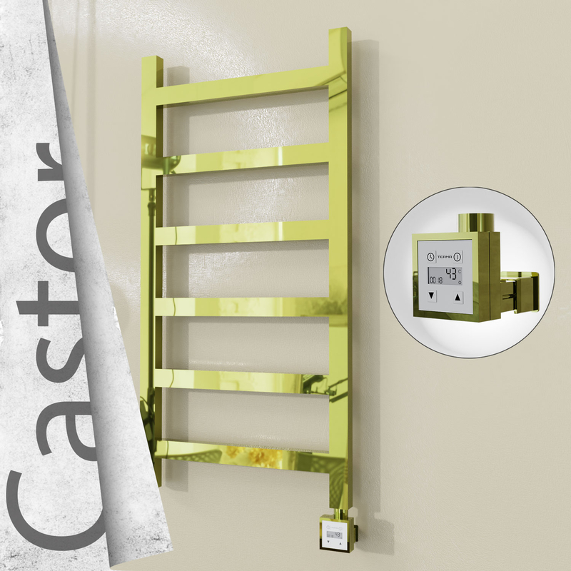 Castor Sèche-serviettes Électrique en Inox 500x980 Doré (KTX3 Thermostat) 300W 