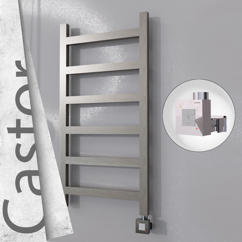 Castor Sèche-serviettes Électrique en Inox 500x980 Poli Satiné (KTX1 Thermostat) 300W - 1