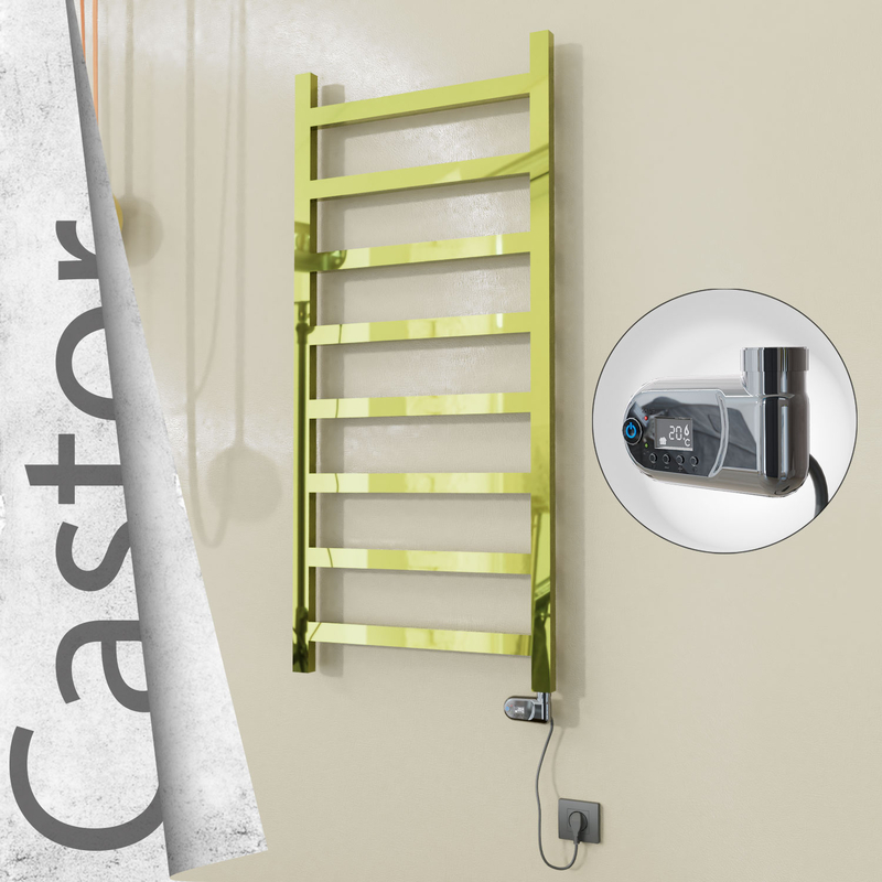 Castor Sèche-serviettes Électrique en Inox 600x1300 Doré (Thesis Thermostat) 300W 