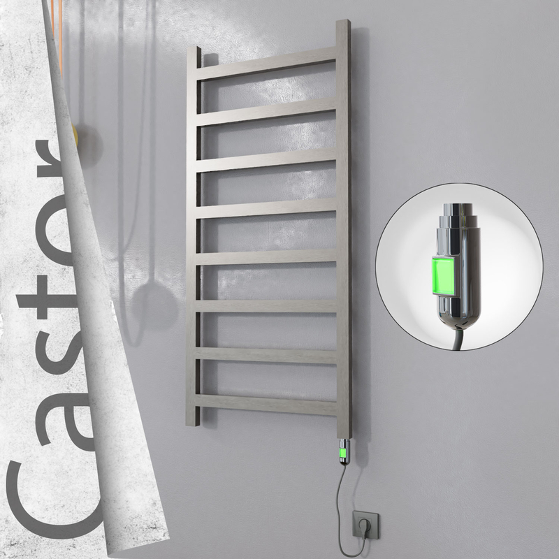 Castor Sèche-serviettes Électrique en Inox 600x1300 Poli Satiné (Interrupteur Marche/Arrêt) 300W 