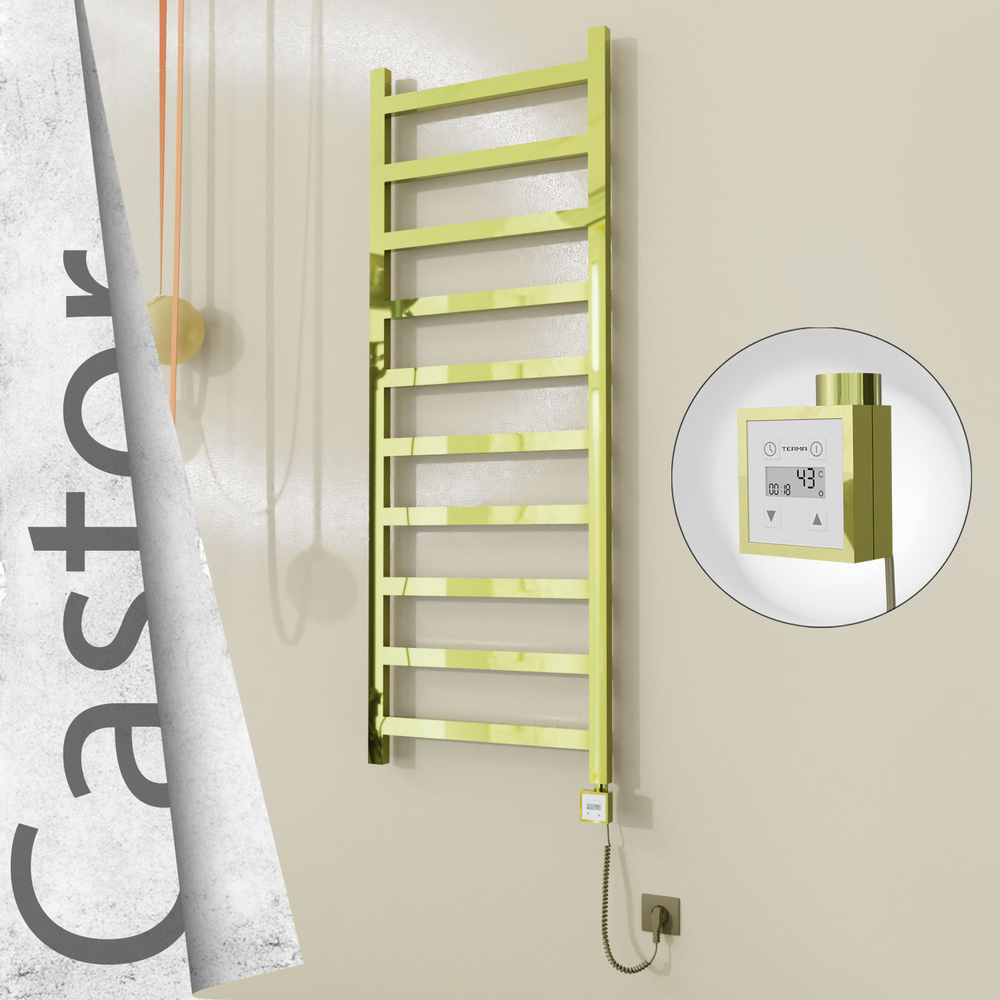 Castor Sèche-serviettes Électrique en Inox 600x1620 Doré (KTX3 Thermostat) 600W Câble Spiralé - 1