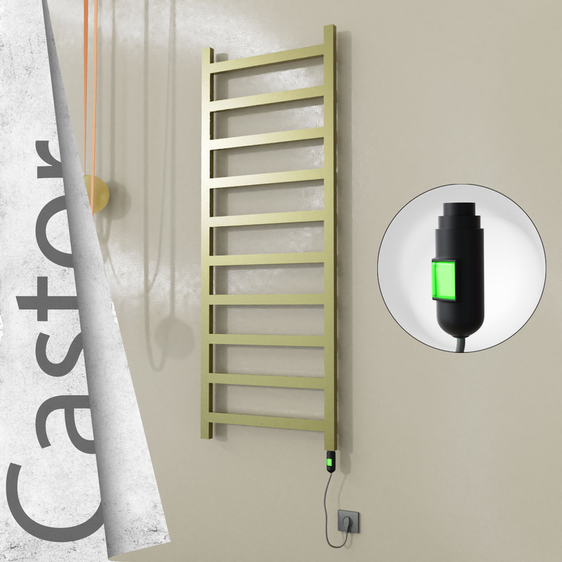 Castor Sèche-serviettes Électrique en Inox 600x1620 Doré Satiné (Interrupteur Marche/Arrêt) 600W 