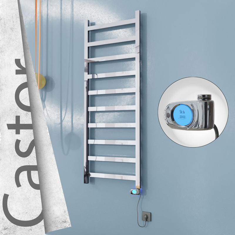 Castor Sèche-serviettes Électrique en Inox 600x1620 Poli Miroir (Musa Thermostat) 600W 