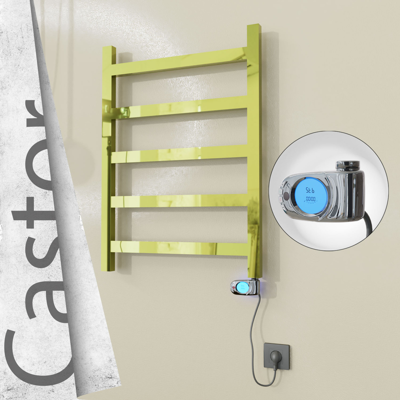 Castor Sèche-serviettes Électrique en Inox 600x820 Doré (Musa Thermostat) 200W 