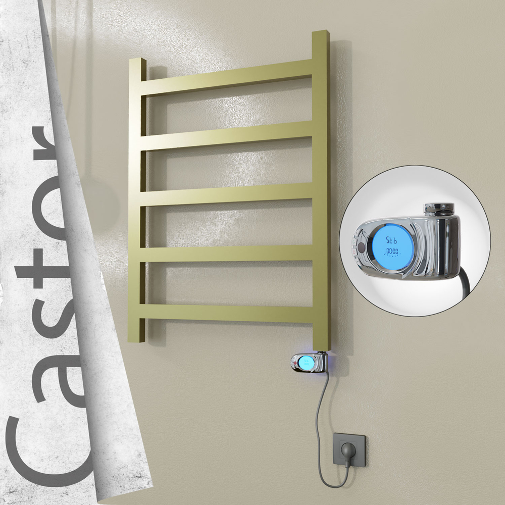 Castor Sèche-serviettes Électrique en Inox 600x820 Doré Satiné (Musa Thermostat) 200W - 1