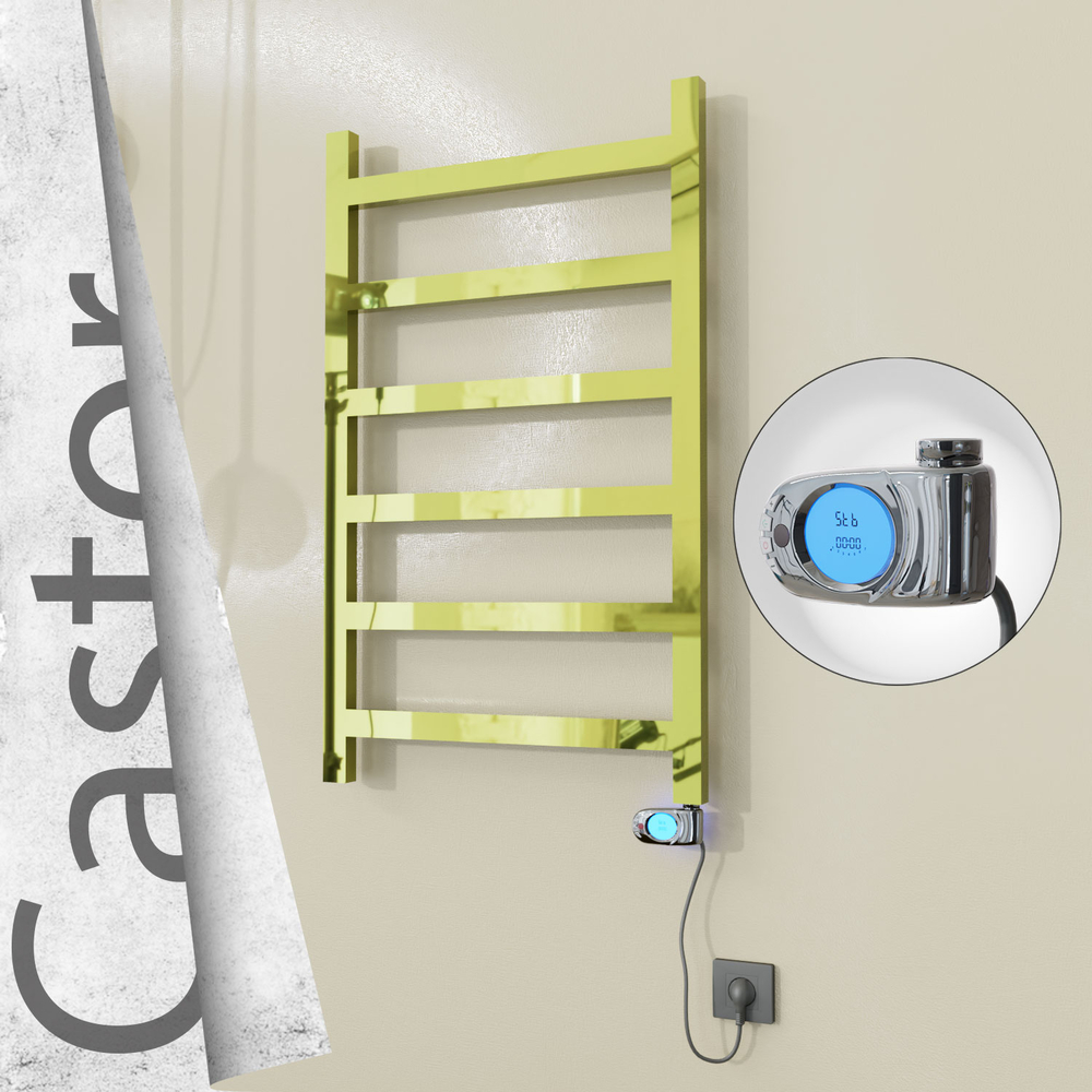 Castor Sèche-serviettes Électrique en Inox 600x980 Doré (Musa Thermostat) 300W - 1