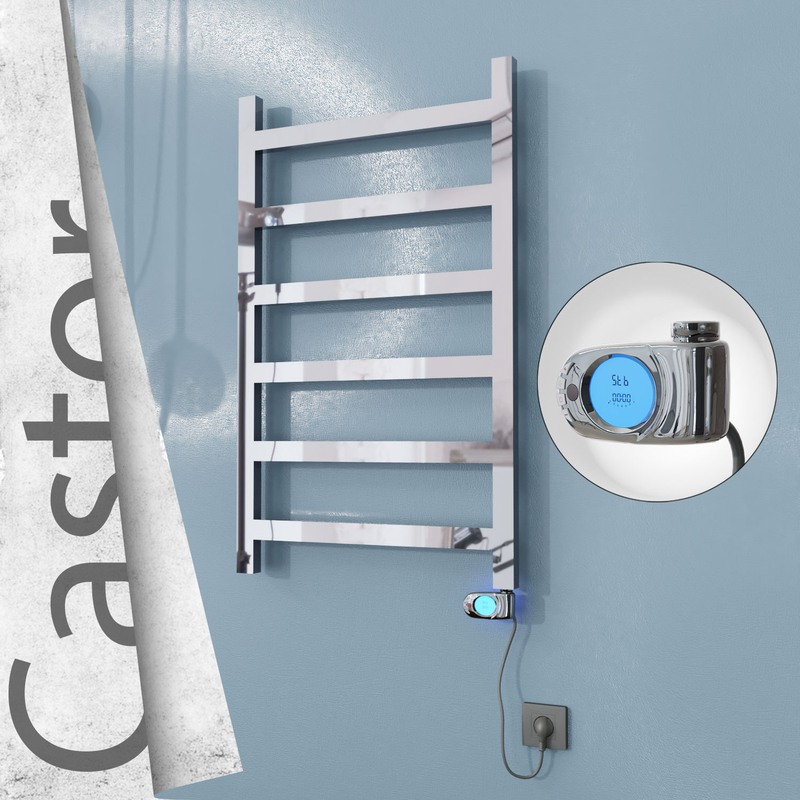 Castor Sèche-serviettes Électrique en Inox 600x980 Poli Miroir (Musa Thermostat) 300W 