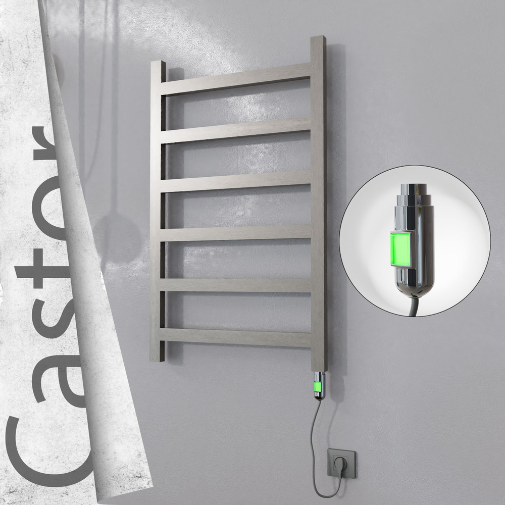 Castor Sèche-serviettes Électrique en Inox 600x980 Poli Satiné (Interrupteur Marche/Arrêt) 300W - 1