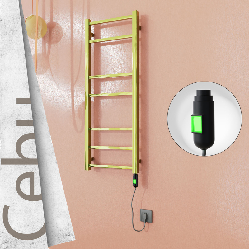 Cebu Electric Stainless Steel Towel Rail 400x1050 Gold (On/Off Switch) 200W 