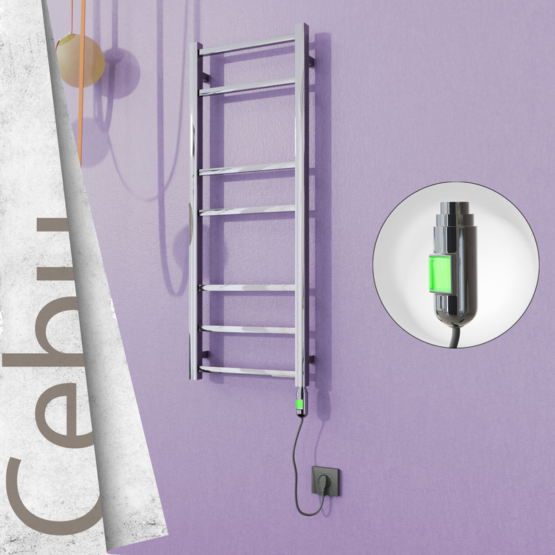 Cebu Electric Stainless Steel Towel Rail 400x1050 Mirror Polished (On/Off Switch) 200W 