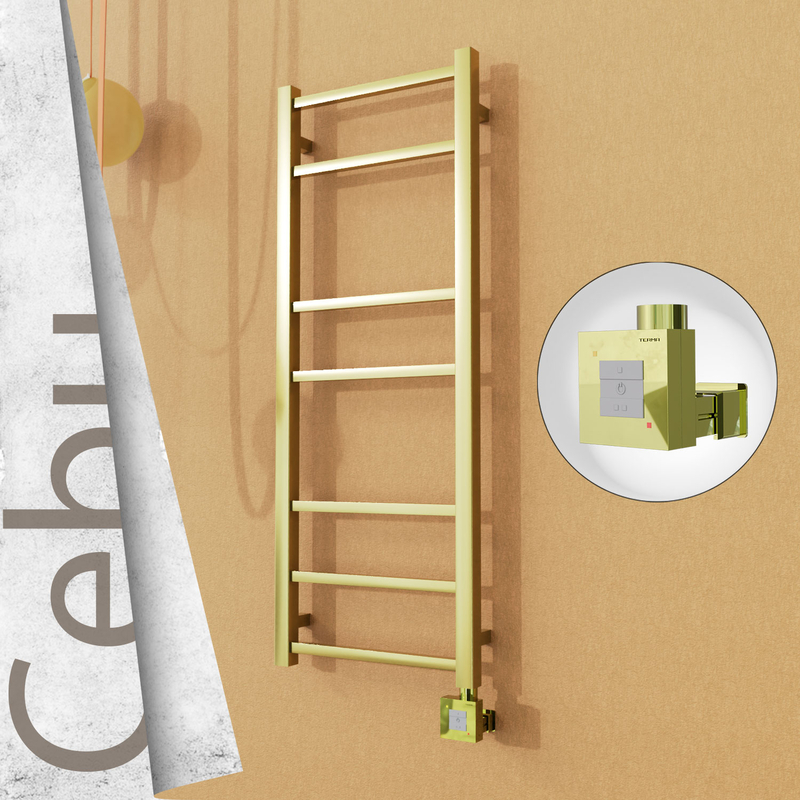 Cebu Electric Stainless Steel Towel Rail 400x1050 Satin Gold (KTX1 Thermostat) 200W 