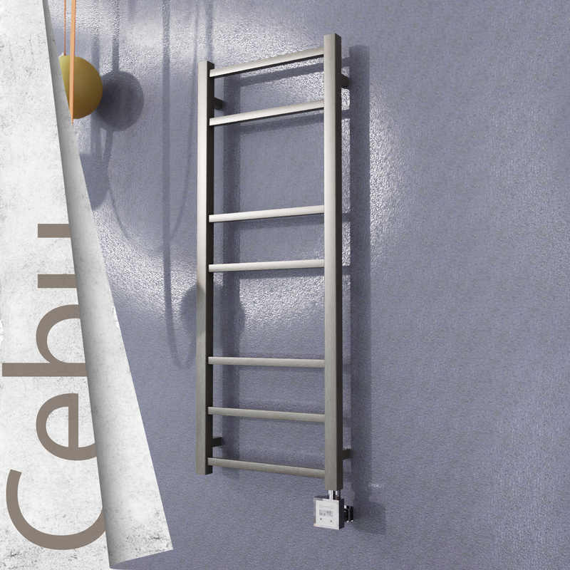 Cebu Electric Stainless Steel Towel Rail 400x1050 Satin Polished (KTX3 Thermostat) 200W 