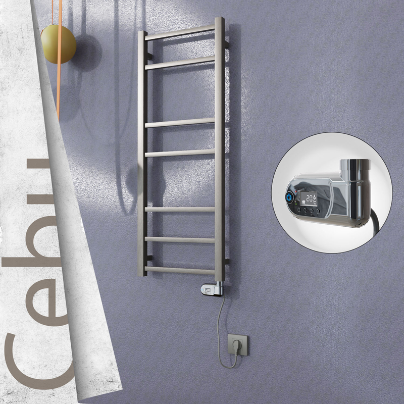 Cebu Electric Stainless Steel Towel Rail 400x1050 Satin Polished (Thesis Thermostat) 200W 