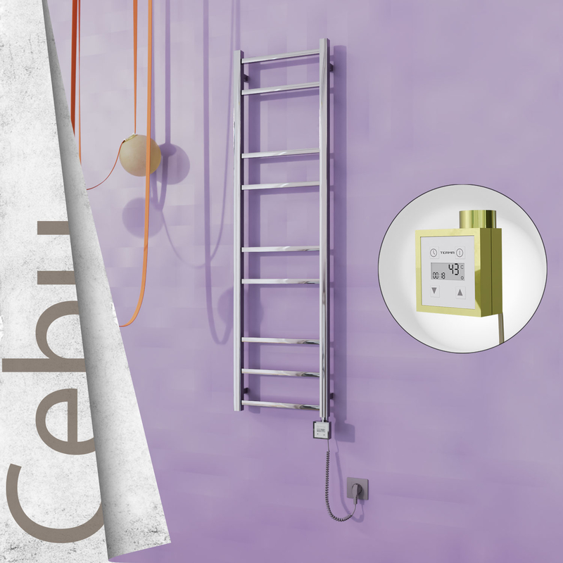 Cebu Electric Stainless Steel Towel Rail 400x1395 Gold (KTX3 Thermostat) 200W Spiral Cable 