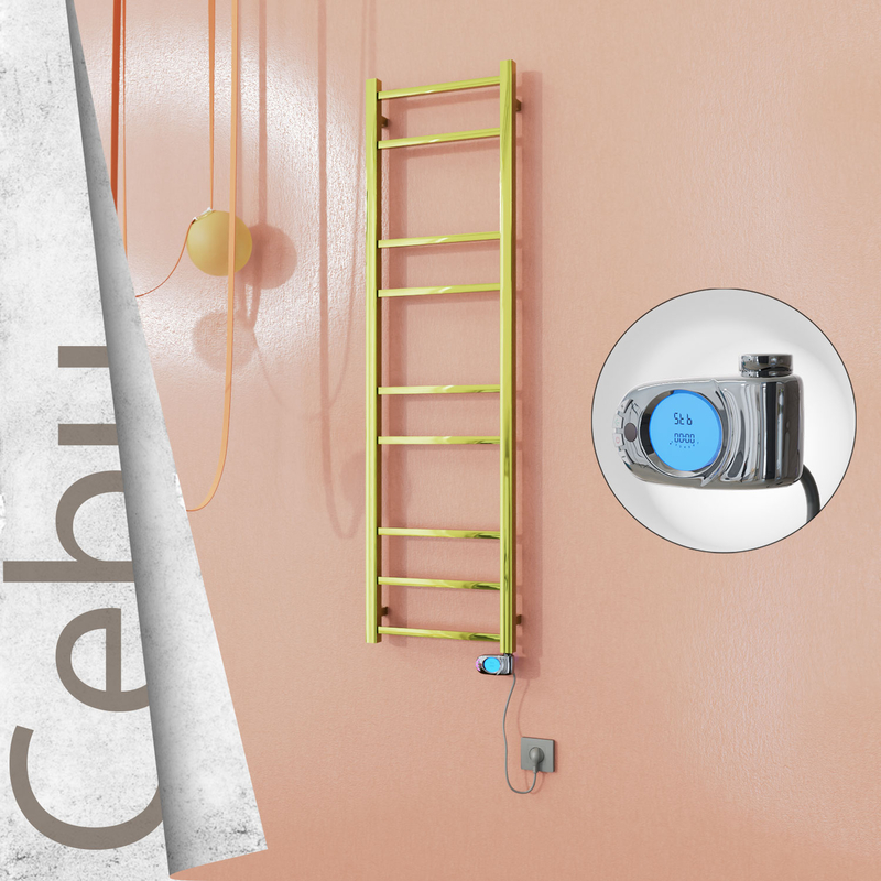 Cebu Electric Stainless Steel Towel Rail 400x1395 Gold (Musa Thermostat) 200W 