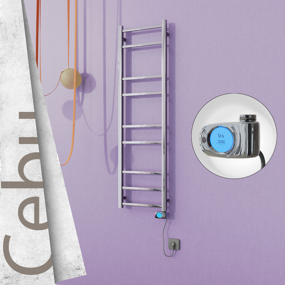 Cebu Electric Stainless Steel Towel Rail 400x1395 Mirror Polished (Musa Thermostat) 200W - 1