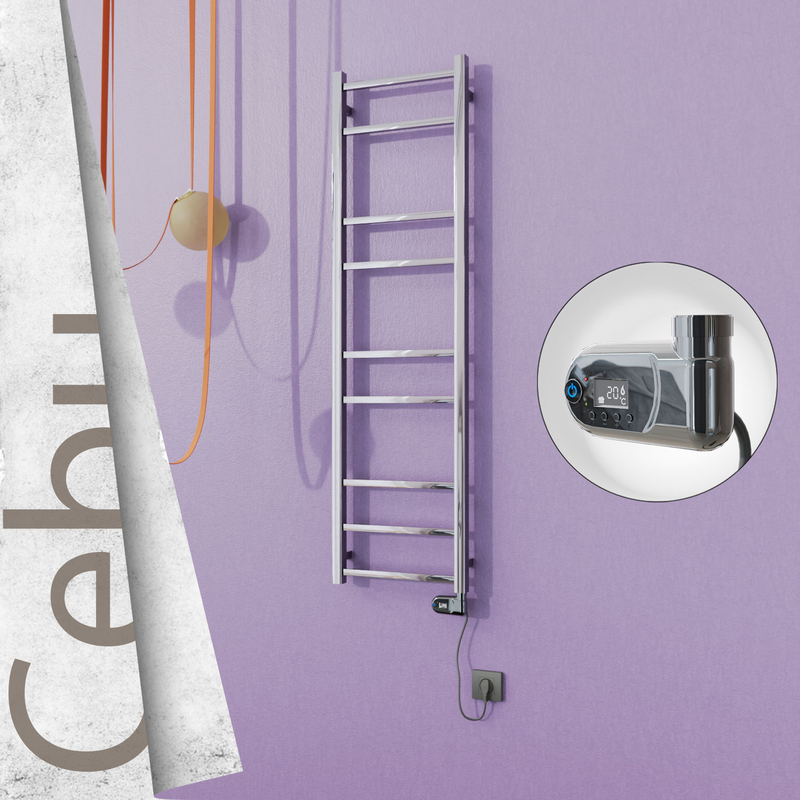 Cebu Electric Stainless Steel Towel Rail 400x1395 Mirror Polished (Thesis Thermostat) 200W 