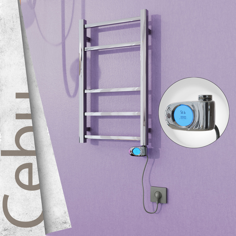 Cebu Electric Stainless Steel Towel Rail 400x705 Mirror Polished (Musa Thermostat) 200W 