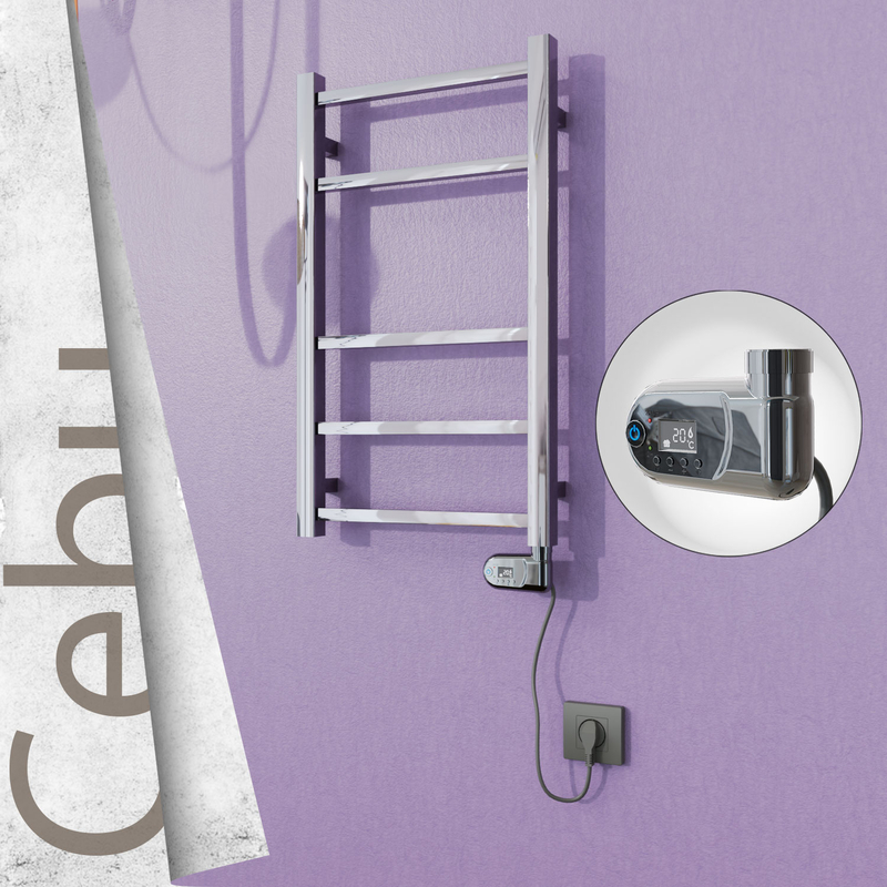 Cebu Electric Stainless Steel Towel Rail 400x705 Mirror Polished (Thesis Thermostat) 200W 