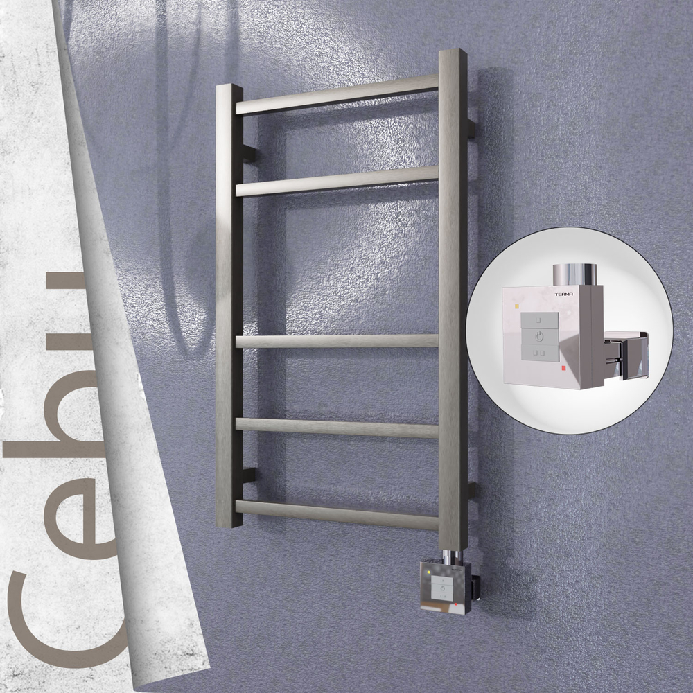 Cebu Electric Stainless Steel Towel Rail 400x705 Satin Polished (KTX1 Thermostat) 200W - 1
