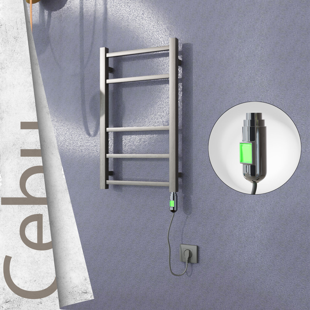 Cebu Electric Stainless Steel Towel Rail 400x705 Satin Polished (On/Off Switch) 200W - 1