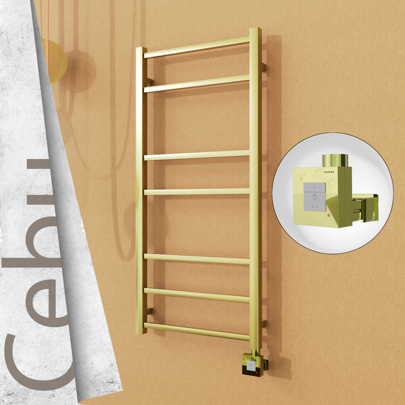 Cebu Electric Stainless Steel Towel Rail 500x1050 Satin Gold (KTX1 Thermostat) 200W 
