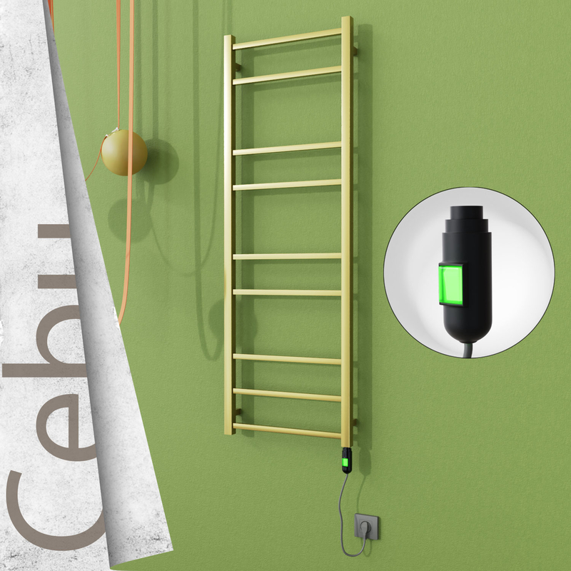 Cebu Electric Stainless Steel Towel Rail 500x1395 Satin Gold (On/Off Switch) 300W 