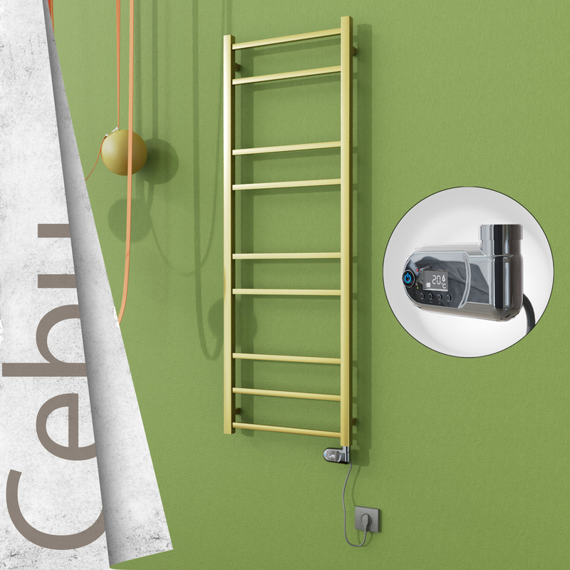 Cebu Electric Stainless Steel Towel Rail 500x1395 Satin Gold (Thesis Thermostat) 300W 
