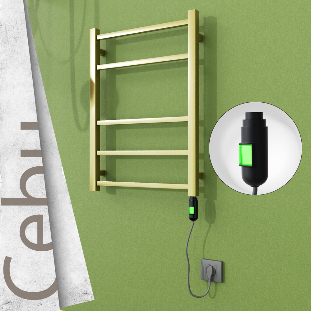 Cebu Electric Stainless Steel Towel Rail 500x705 Satin Gold (On/Off Switch) 200W - 1