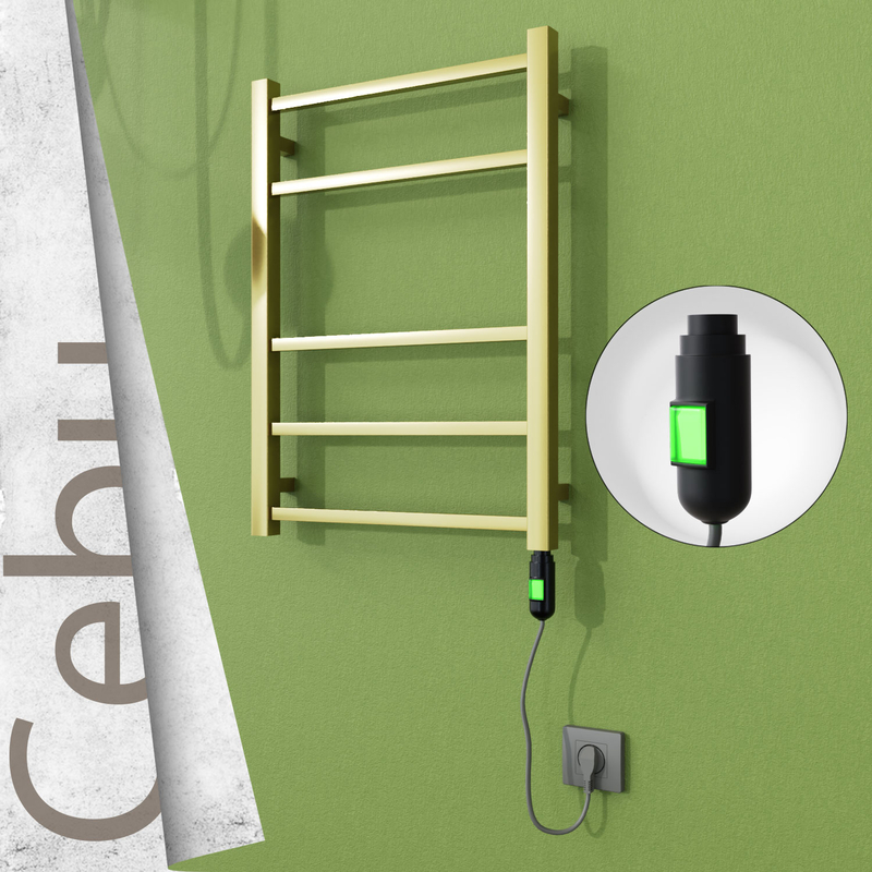 Cebu Electric Stainless Steel Towel Rail 500x705 Satin Gold (On/Off Switch) 200W 