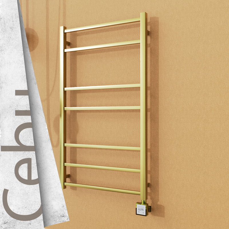 Cebu Electric Stainless Steel Towel Rail 600x1050 Satin Gold (KTX3 Thermostat) 200W 