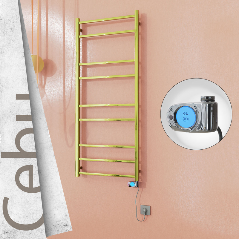 Cebu Electric Stainless Steel Towel Rail 600x1395 Gold (Musa Thermostat) 300W
