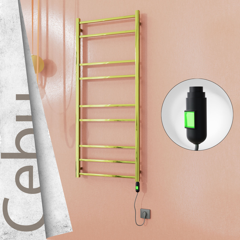 Cebu Electric Stainless Steel Towel Rail 600x1395 Gold (On/Off Switch) 300W 