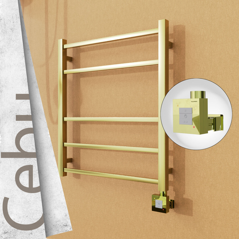 Cebu Electric Stainless Steel Towel Rail 600x705 Satin Gold (KTX1 Thermostat) 200W 