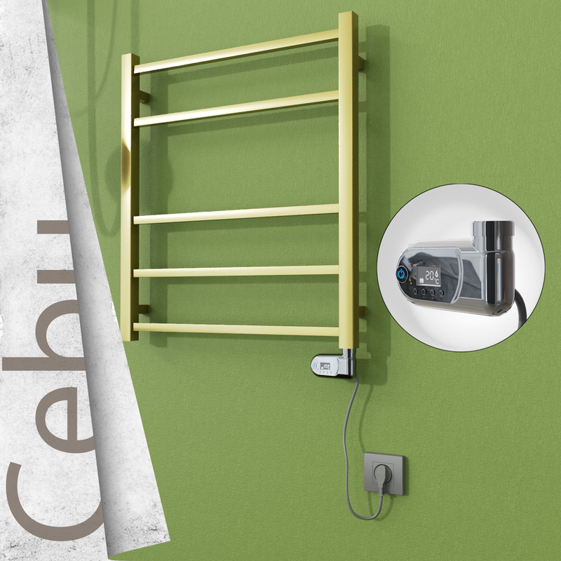 Cebu Electric Stainless Steel Towel Rail 600x705 Satin Gold (Thesis Thermostat) 200W 