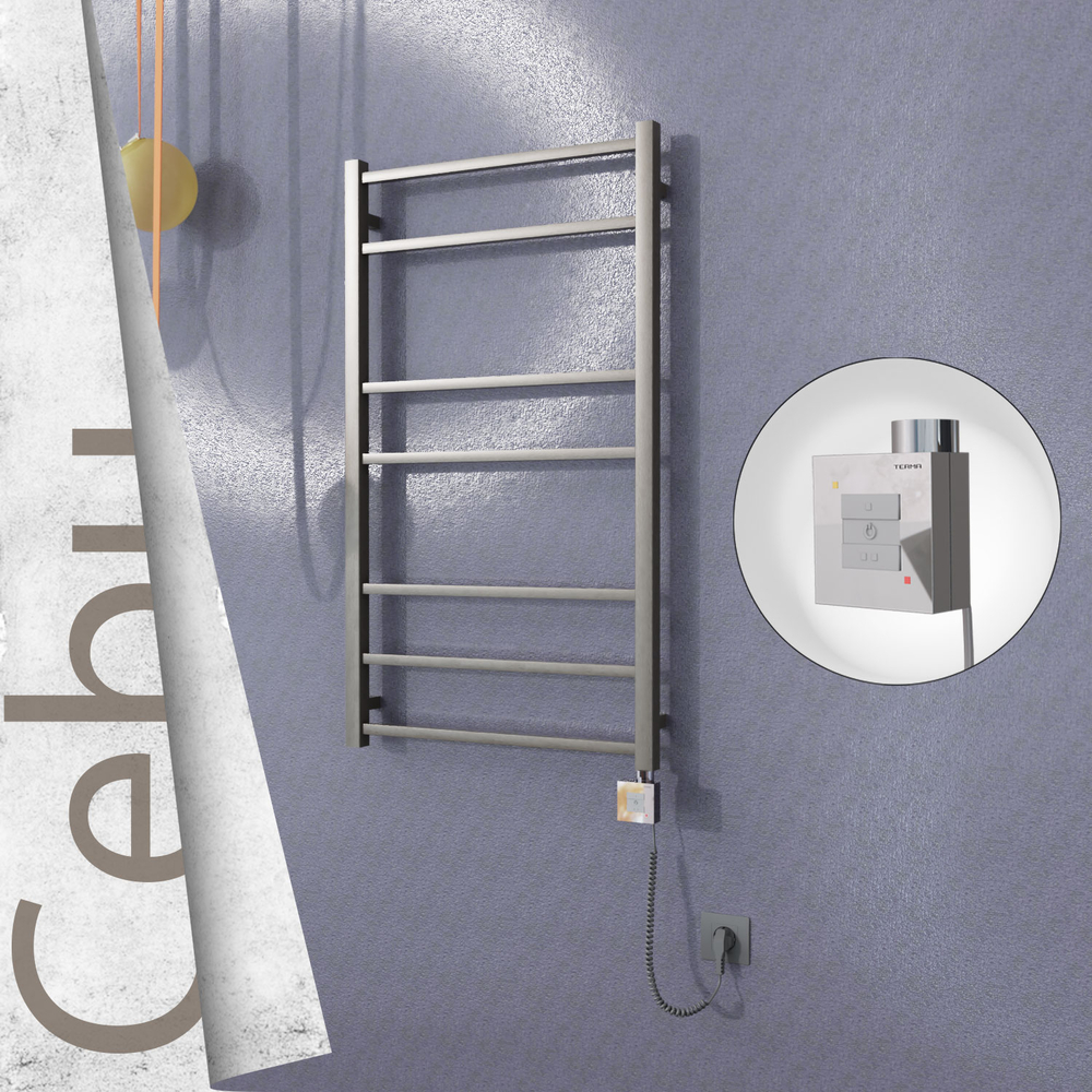Cebu Electric Towel Warmer 600x1050 Satine Finish Ktx1 200 W (Spiral Cable) - 1